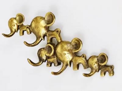 Walter Bosse Walter Bosse Elephants Brass Key Hanger by Herta Baller Austria 1950s