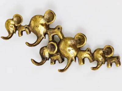 Walter Bosse Walter Bosse Elephants Brass Key Hanger by Herta Baller Austria 1950s