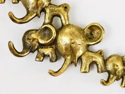 Walter Bosse Walter Bosse Elephants Brass Key Hanger by Herta Baller Austria 1950s