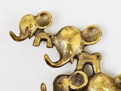 Walter Bosse Walter Bosse Elephants Brass Key Hanger by Herta Baller Austria 1950s