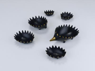 Walter Bosse Walter Bosse Hedgehog Stackable Brass Ashtrays Herta Baller Austria 1950s