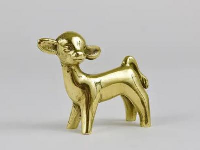 Walter Bosse Walter Bosse Midcentury Baby Cow Brass Figurine Herta Baller Austria 1950s