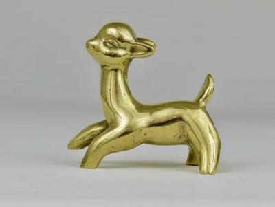 Walter Bosse Walter Bosse Midcentury Deer Fawn Brass Figurine Herta Baller Austria 1950s