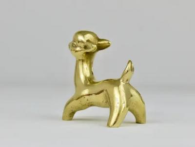 Walter Bosse Walter Bosse Midcentury Deer Fawn Brass Figurine Herta Baller Austria 1950s