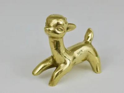 Walter Bosse Walter Bosse Midcentury Deer Fawn Brass Figurine Herta Baller Austria 1950s