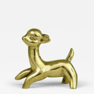 Walter Bosse Walter Bosse Midcentury Deer Fawn Brass Figurine Herta Baller Austria 1950s