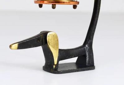Walter Bosse Walter Bosse Wiener Dog Brass Figurine with Lantern Thermometer Baller 1950s