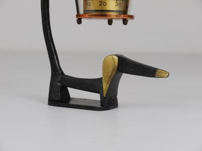 Walter Bosse Wiener Dog Brass Figurine with Lantern Thermometer Baller 1950s