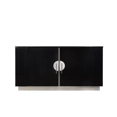 Walter Dorwin Teague Art Deco Machine Age Ebonized Walnut Aluminum Sideboard by Walter Dorwin