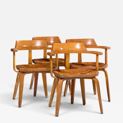 Walter Gropius Walter Gropius W199 Bauhaus for Thonet Mid Century Bentwood Chairs Set of 4