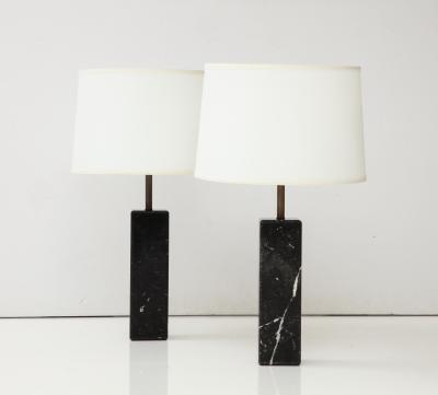 Walter Von Nessen 1960s Modern Walter Von Nessen Carrara Marble Table Lamps