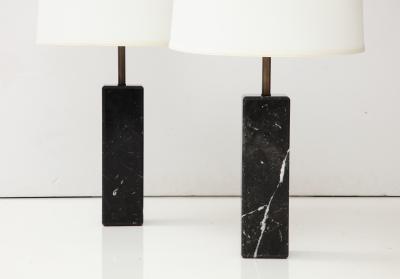 Walter Von Nessen 1960s Modern Walter Von Nessen Carrara Marble Table Lamps