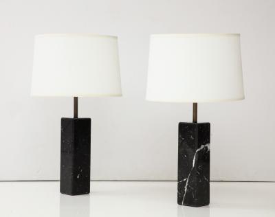 Walter Von Nessen 1960s Modern Walter Von Nessen Carrara Marble Table Lamps