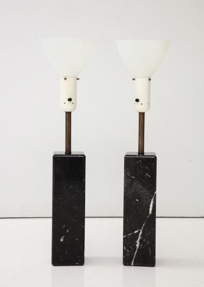 Walter Von Nessen 1960s Modern Walter Von Nessen Carrara Marble Table Lamps