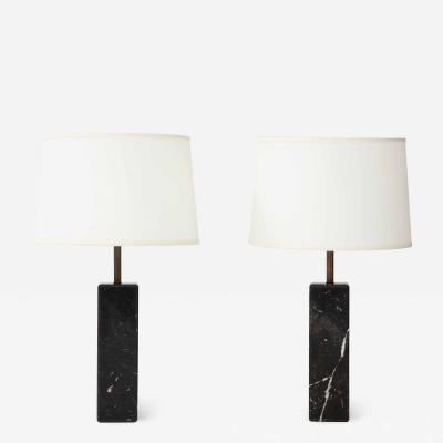 Walter Von Nessen 1960s Modern Walter Von Nessen Carrara Marble Table Lamps