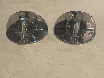 Walter Von Nessen ART DECO MODERNIST GLASS BALL AND CHROME BOOKENDS