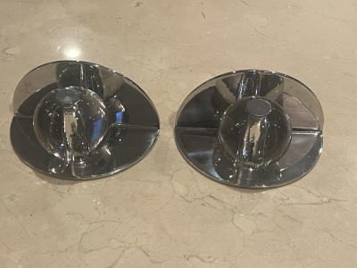Walter Von Nessen ART DECO MODERNIST GLASS BALL AND CHROME BOOKENDS