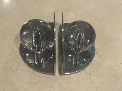 Walter Von Nessen ART DECO MODERNIST GLASS BALL AND CHROME BOOKENDS
