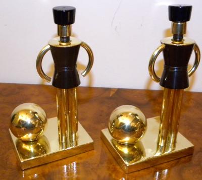 Walter Von Nessen Chase Sentinel Bakelite Brass Bookends by Walter Von Nessen