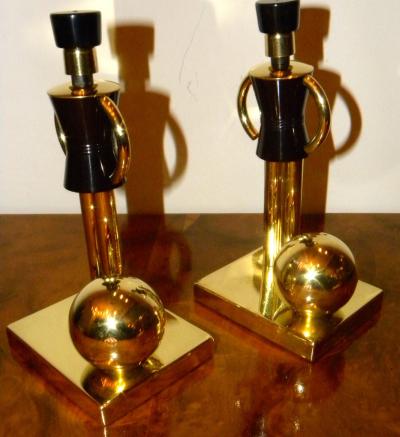 Walter Von Nessen Chase Sentinel Bakelite Brass Bookends by Walter Von Nessen
