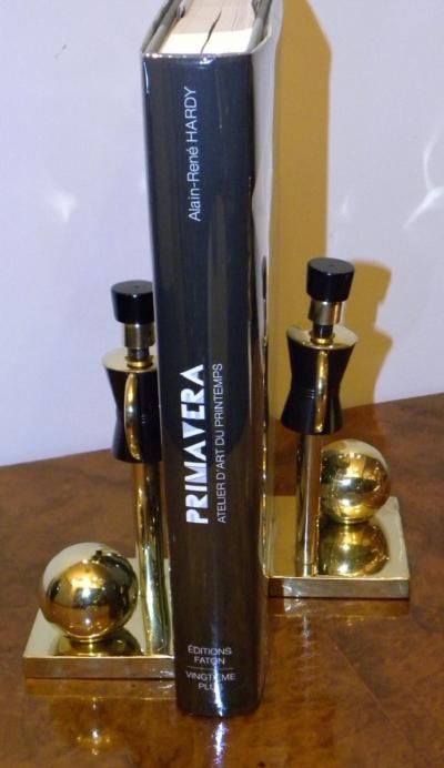 Walter Von Nessen Chase Sentinel Bakelite Brass Bookends by Walter Von Nessen