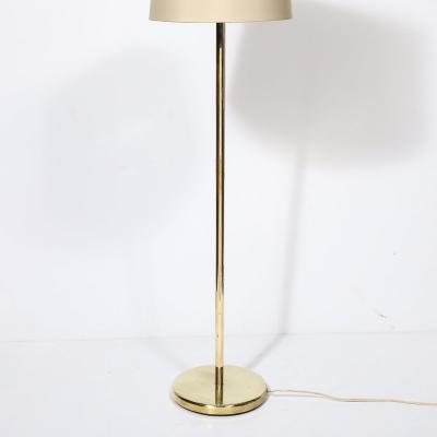 Walter Von Nessen Mid Century Modernist Polished Brass Floor Lamp by Walter Von Nessen