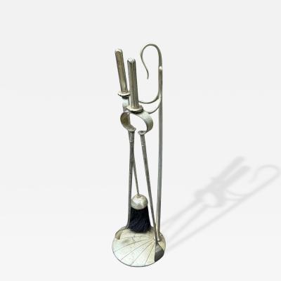 Walter Von Nessen NICKELED BRONZE ART DECO FIRE TOOLS BY WALTER VON NESSEN