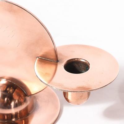 Walter Von Nessen Pair of Art Deco Copper Candlestick Holders by Walter von Nessen signed Chase