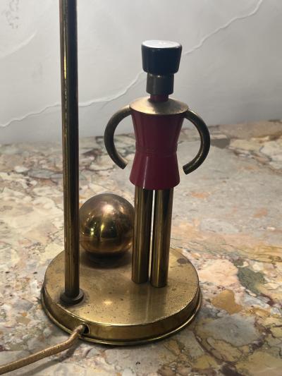 Walter Von Nessen RARE ART DECO BRASS AND BAKELITE SENTINEL LAMPS WITH ORIGINAL SHADES
