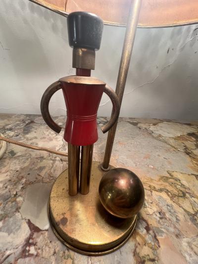 Walter Von Nessen RARE ART DECO BRASS AND BAKELITE SENTINEL LAMPS WITH ORIGINAL SHADES