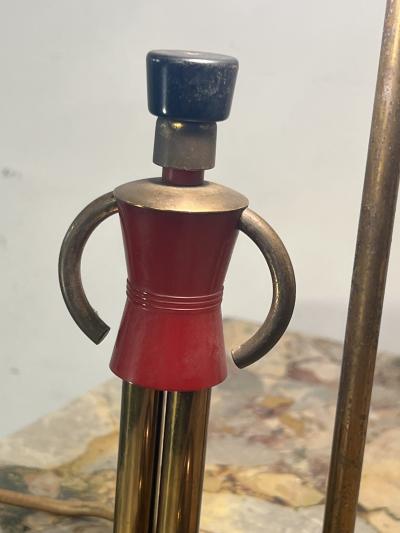 Walter Von Nessen RARE ART DECO BRASS AND BAKELITE SENTINEL LAMPS WITH ORIGINAL SHADES