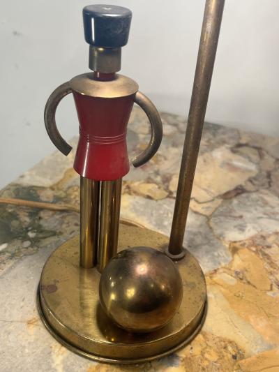 Walter Von Nessen RARE ART DECO BRASS AND BAKELITE SENTINEL LAMPS WITH ORIGINAL SHADES