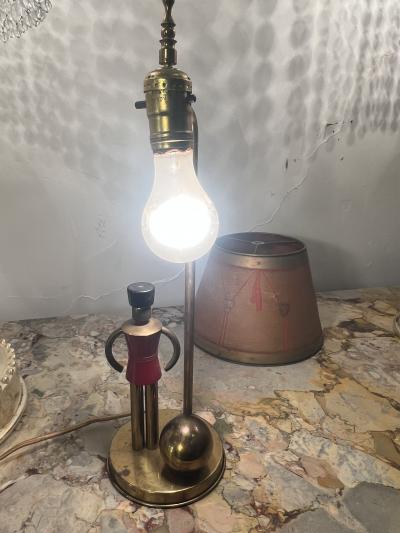 Walter Von Nessen RARE ART DECO BRASS AND BAKELITE SENTINEL LAMPS WITH ORIGINAL SHADES