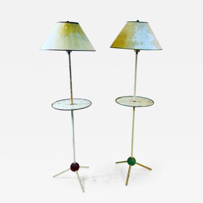 Walter Von Nessen RARE PAIR OF ART DECO MODERNIST TRIPOD BASE FLOOR LAMPS