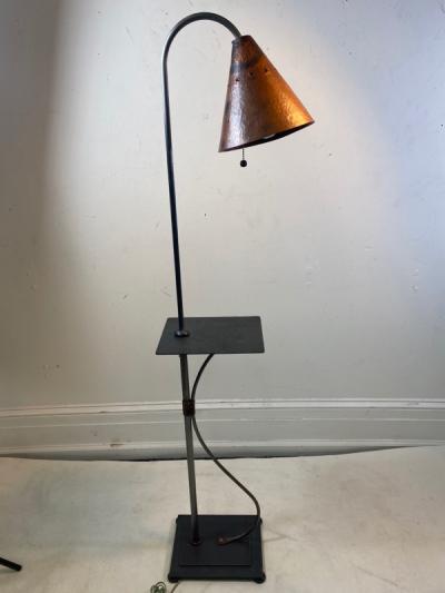 Walter Von Nessen STYLISH ART DECO REVIVAL COPPER AND STEEL FLOOR LAMP