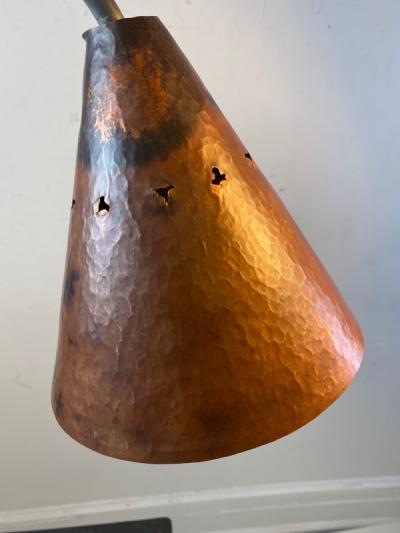 Walter Von Nessen STYLISH ART DECO REVIVAL COPPER AND STEEL FLOOR LAMP