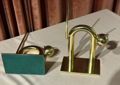 Walter Von Nessen Walter Von Nessen Brass Cat Bookends for Chase circa 1932