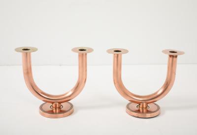 Walter Von Nessen Walter Von Nessen For Chase Brass and Copper Candlesticks