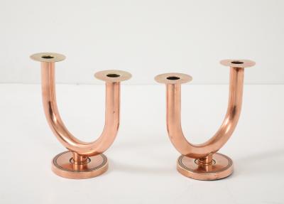 Walter Von Nessen Walter Von Nessen For Chase Brass and Copper Candlesticks