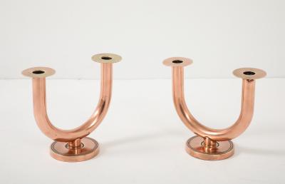 Walter Von Nessen Walter Von Nessen For Chase Brass and Copper Candlesticks