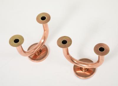 Walter Von Nessen Walter Von Nessen For Chase Brass and Copper Candlesticks