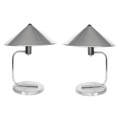 Walter Von Nessen Walter Von Nessen Pair of Steeamline Table Lamps 1938