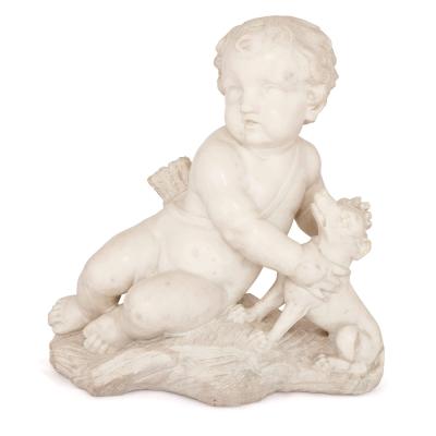 War and Peace pair of antique Italian marble figures