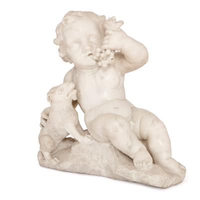 War and Peace pair of antique Italian marble figures