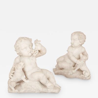 War and Peace pair of antique Italian marble figures