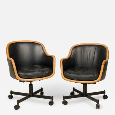 Ward Bennett 12 Ward Bennett for Brickel Associates Ash and Black Leather Office Chairs