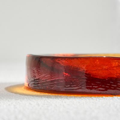 Ward Bennett Freeform Concave Amber Colored Vide Poche in Solid Glass 1960s