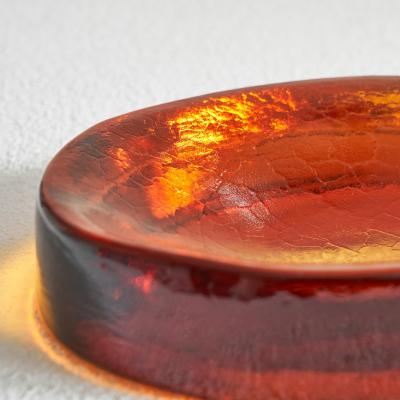 Ward Bennett Freeform Concave Amber Colored Vide Poche in Solid Glass 1960s