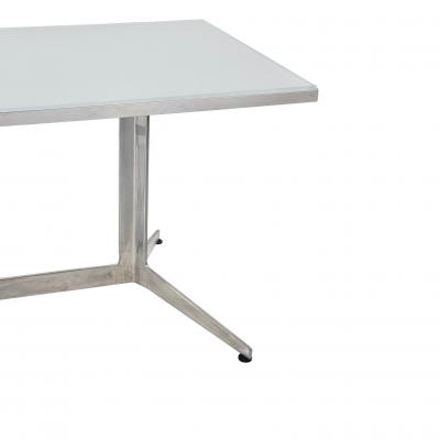 Ward Bennett Frosted Glass and Aluminum Dining Table Desk 1960