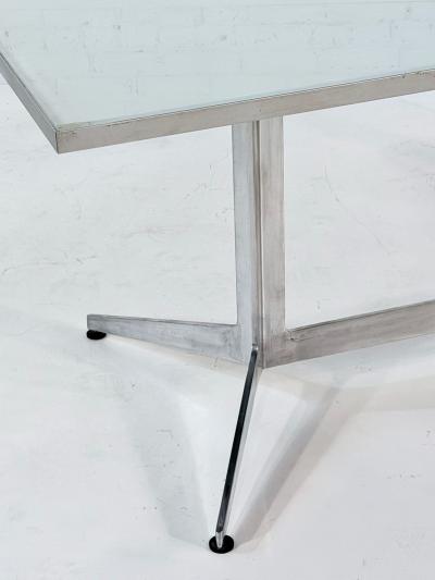 Ward Bennett Frosted Glass and Aluminum Dining Table Desk 1960